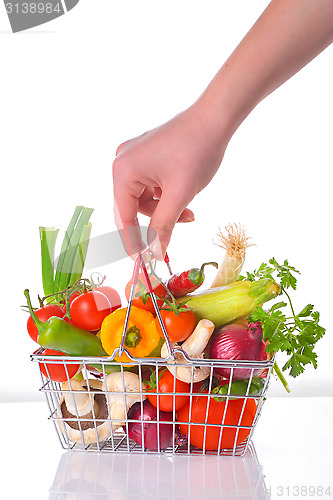 Image of fresh vegetables in metal basket