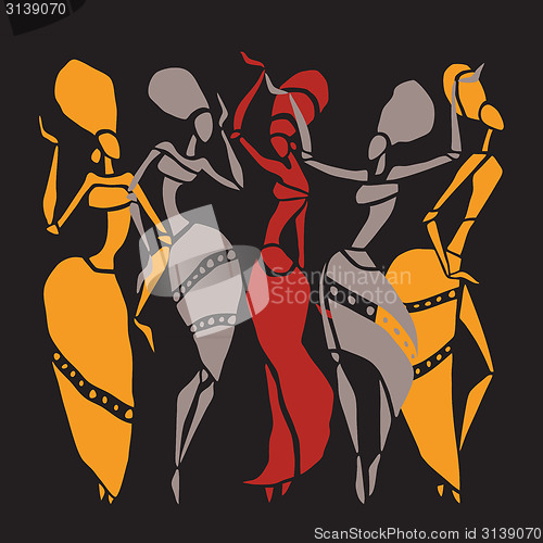 Image of African dancers silhouette set.