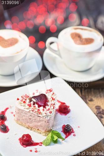 Image of heart-shaped valentine cake