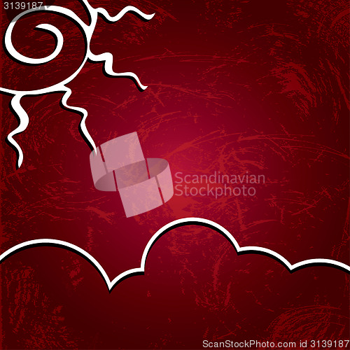 Image of Vector background. Sun on a shabby burgundy background