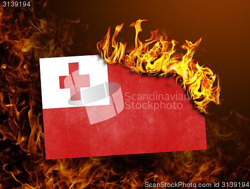 Image of Flag burning - Tonga