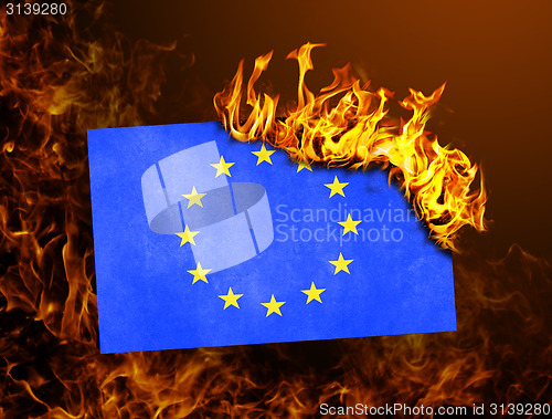 Image of Flag burning - European Union