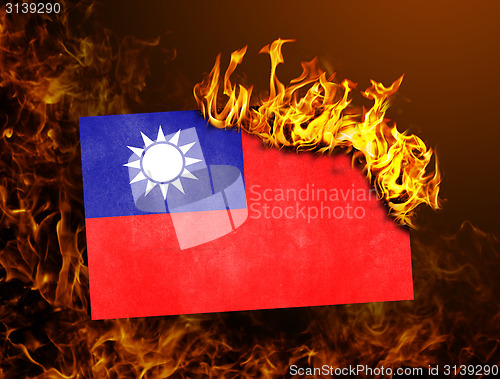 Image of Flag burning - Taiwan