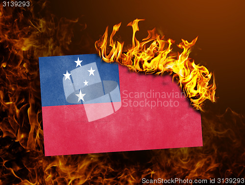 Image of Flag burning - Samoa