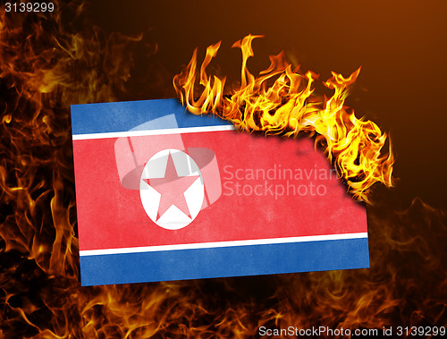Image of Flag burning - North Korea