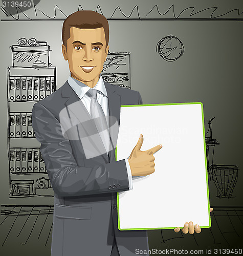 Image of Vector Businessman With Empty Write Board