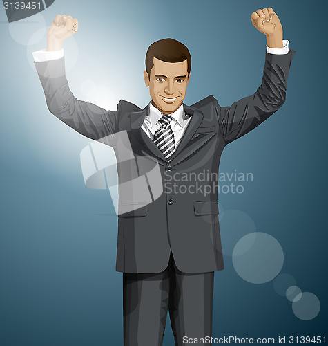 Image of Vector Businessman With Hands Up