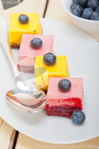 Image of strawberry and mango mousse dessert cake