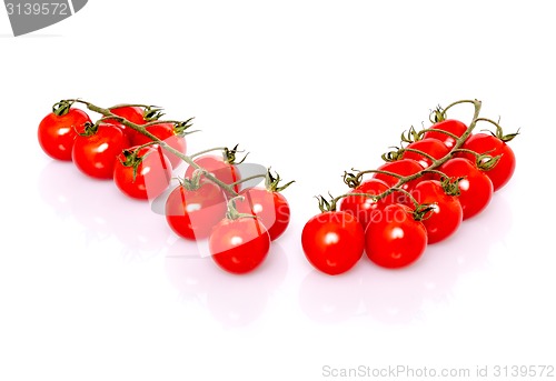 Image of Fresh ripe cherry tomatoes on white background