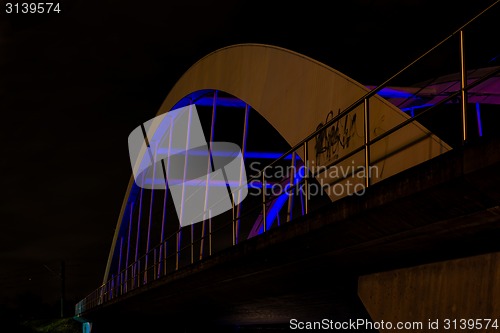 Image of Railway bridge at night