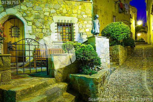 Image of Night old street in the ancient town of medieval fortress Vila V