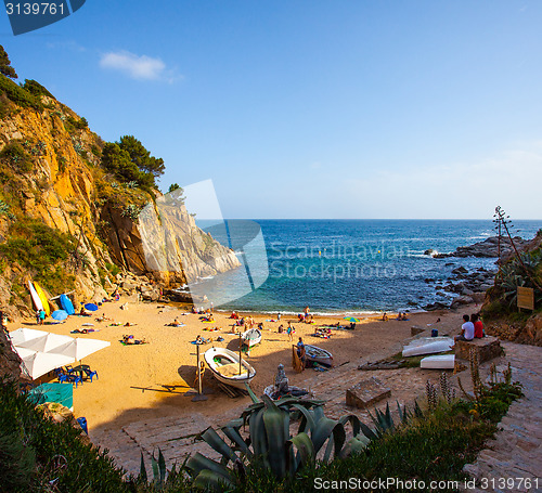 Image of Tossa de Mar, Catalonia, Spain, 06.17.2013, a small beach near C