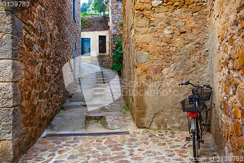 Image of Tossa de Mar, Catalonia, Spain, 06.17.2013, antique street of th