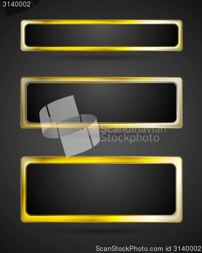 Image of Golden metal banner frame. Vector border