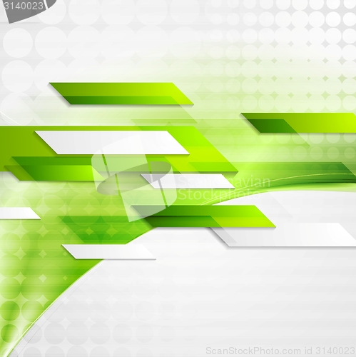 Image of Abstract green tech wavy background