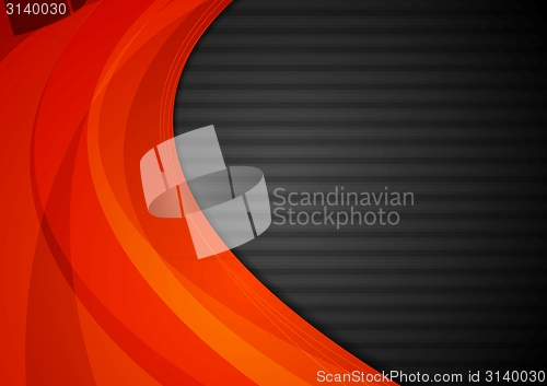 Image of Dark striped background with orange waves
