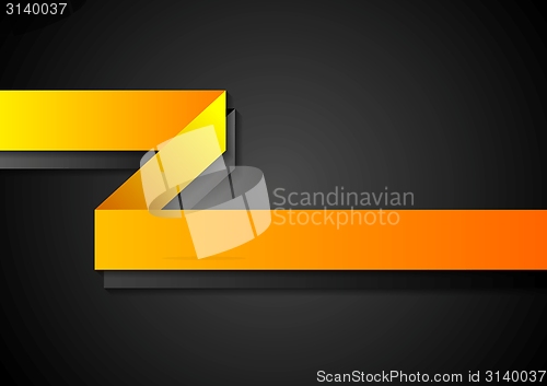 Image of Dark abstract background with orange ribbon