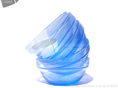 Image of stacked blue glass bowls