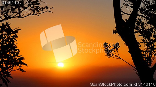 Image of Sunset with silhouetted			