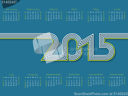 Image of Calendar with striped 2015 text