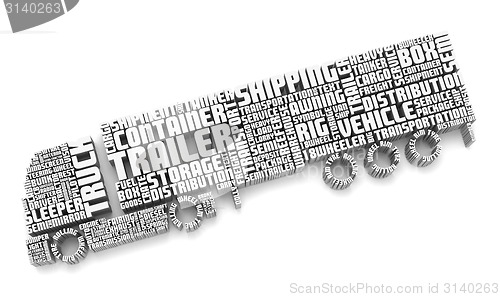 Image of 3d words shaping a truck with trailer