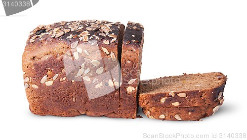 Image of Half and slices of black unleavened bread with seeds