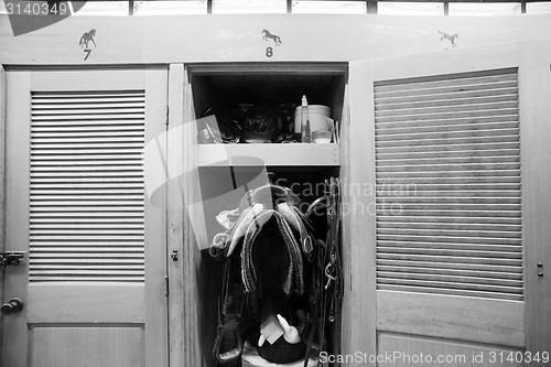 Image of Horse Barn Gear Closet Racing Stable Paddock Tack Saddle