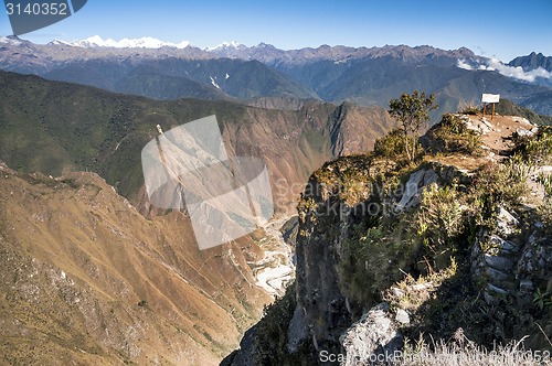 Image of View atop of Machu Picchu Mountain peak