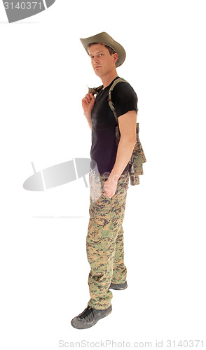 Image of Relaxed soldier standing.