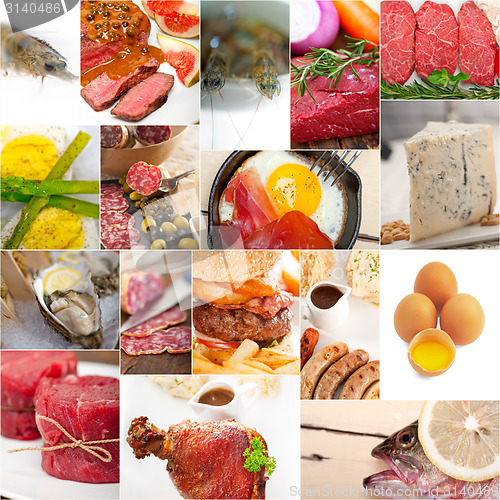 Image of high protein food collection collage