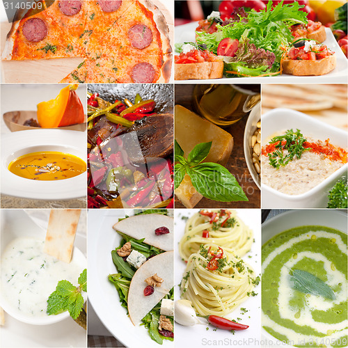 Image of healthy and tasty Italian food collage