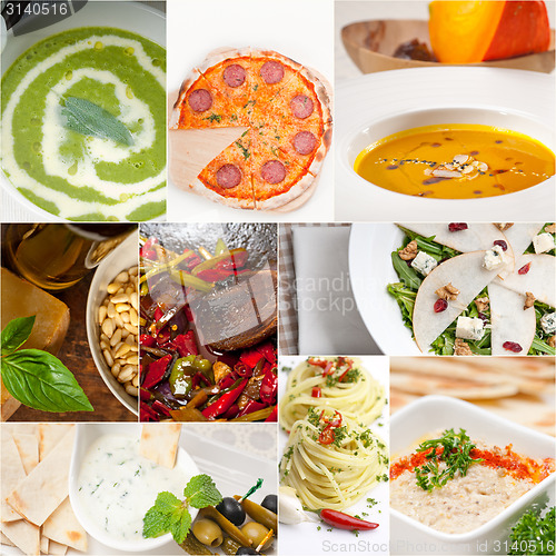 Image of healthy and tasty Italian food collage