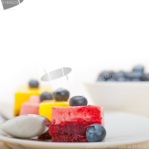 Image of strawberry and mango mousse dessert cake