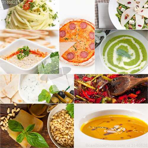 Image of healthy and tasty Italian food collage