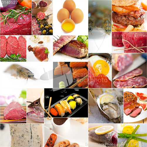 Image of high protein food collection collage