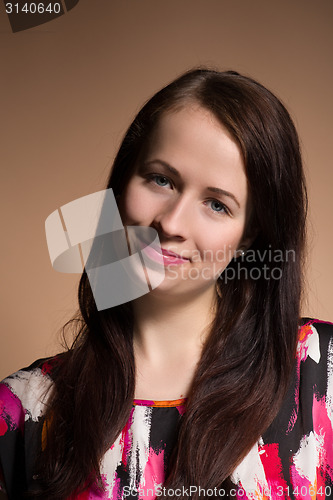 Image of Fashion portrait of smiling beautiful young girl 