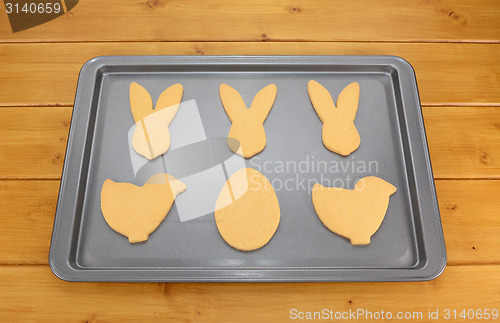 Image of Cookie tray of Easter-shaped biscuits 