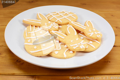 Image of Plate of Easter cookies - eggs and bunnies 