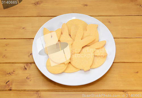 Image of Pile of cookies in Easter-themed shapes