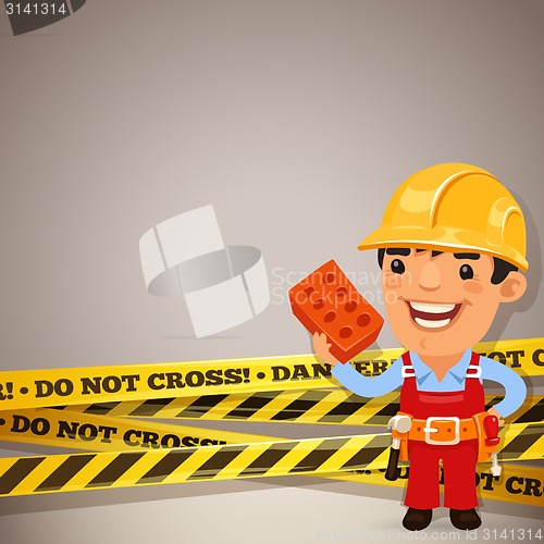 Image of Builder With Danger Tapes