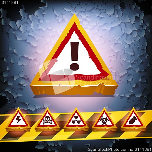 Image of Grunge Vector Background With Warning Signs