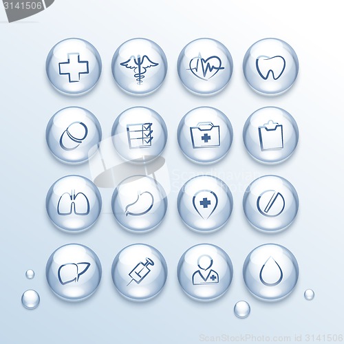 Image of Medical Icons Set in Drops