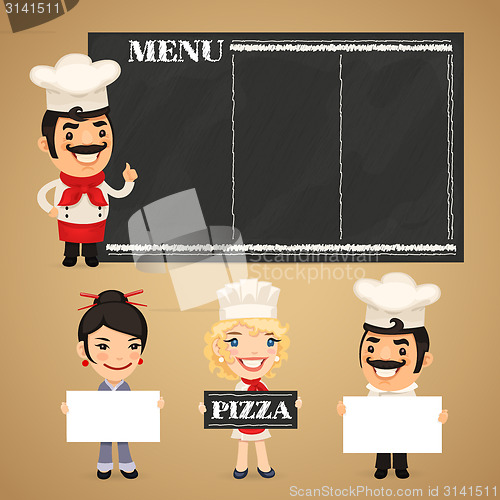 Image of Chefs Presenting Empty Banners