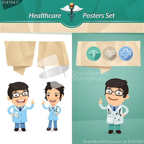 Image of Doctors with Speech Bubbles Set