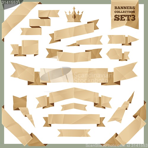 Image of Crumpled Paper Ribbons Banners Collection Set3