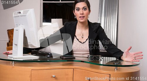 Image of Business Woman Customer Service Center Angry Facial Expression