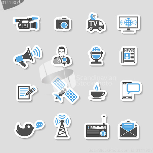 Image of Media and News Icons Sticker Set