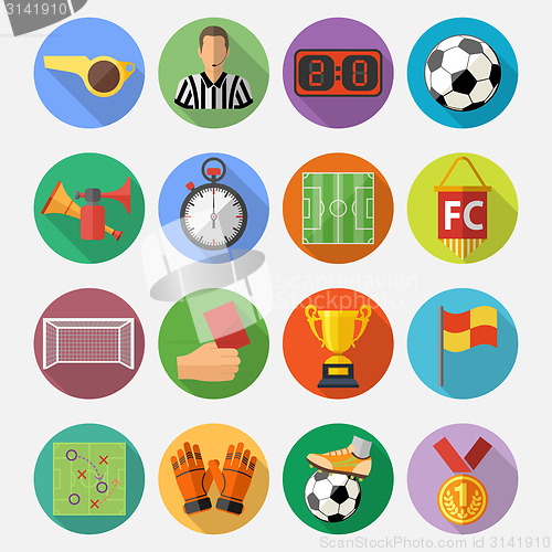 Image of Soccer Flat Icon Set