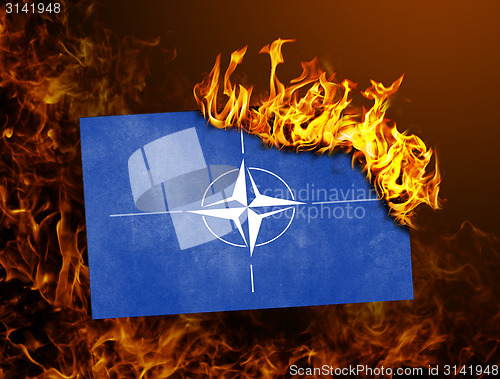 Image of Flag burning - NATO