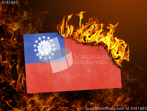 Image of Flag burning - Myanmar